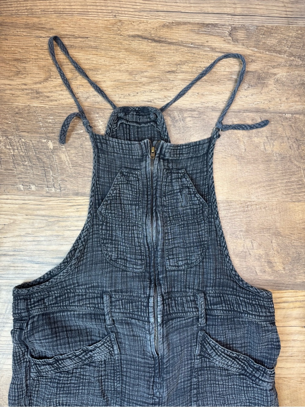 Pilcro Charcoal Textured Cotton Jumpsuit